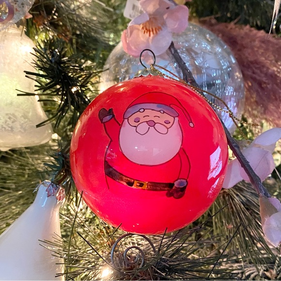 Retired Li Bien Red Santa Hand-painted Christmas Tree Glass Ornament - Picture 2 of 6